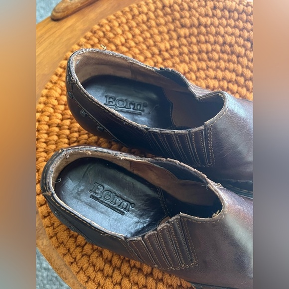Born Womens Brown Leather Slip On Ankle Heeled Bootie Size US 8 - Picture 7 of 7